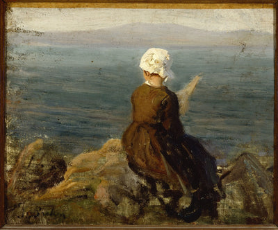 Fileuse sur les rochers à Douarnenez - Jules Breton - Alpha Reproduction
