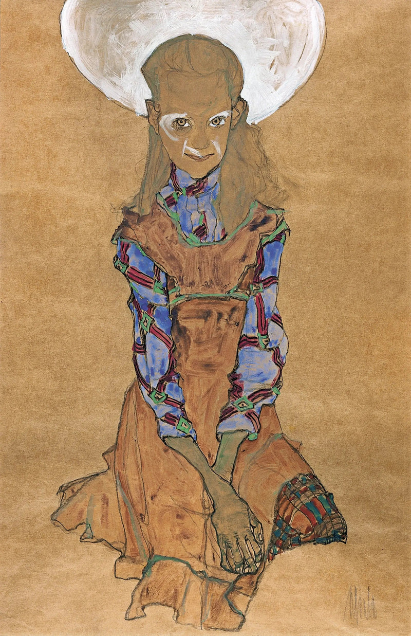 Istuva tyttö (Poldi Lodzinsky) - Egon Schiele