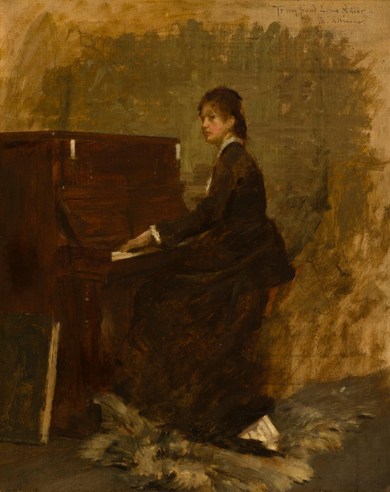 Pikkutyttö pianon ääressä - Theodore Robinson