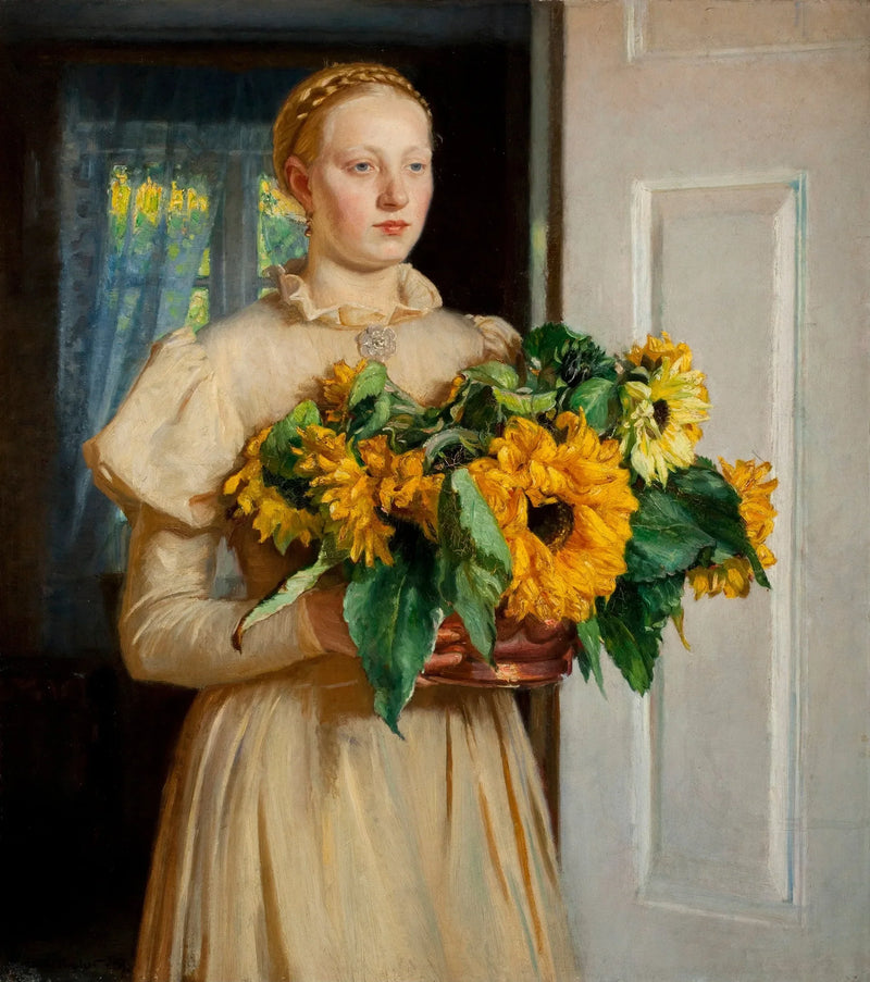 Tyttö auringonkukkien kanssa (1893) - Michael Peter Ancher