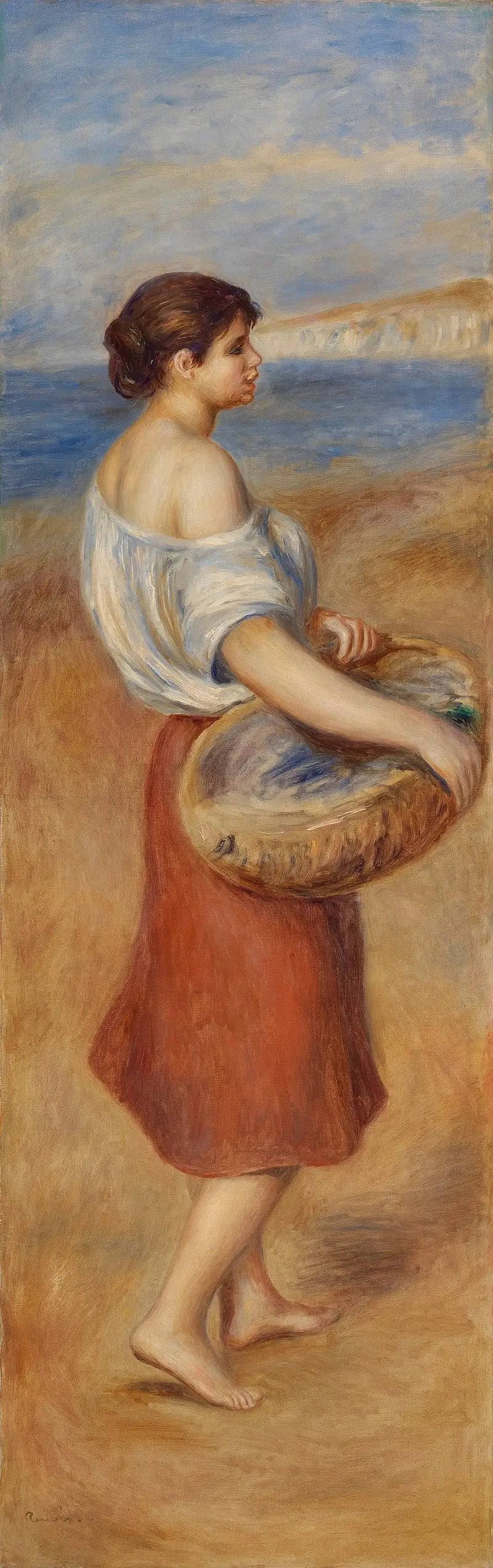 Tyttö kalakorin kanssa (Kalastaja) - Pierre-Auguste Renoir