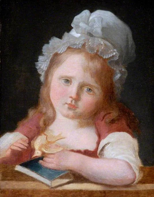 Tyttö kuolleen kanarinnan kanssa - Jean-Baptiste Greuze