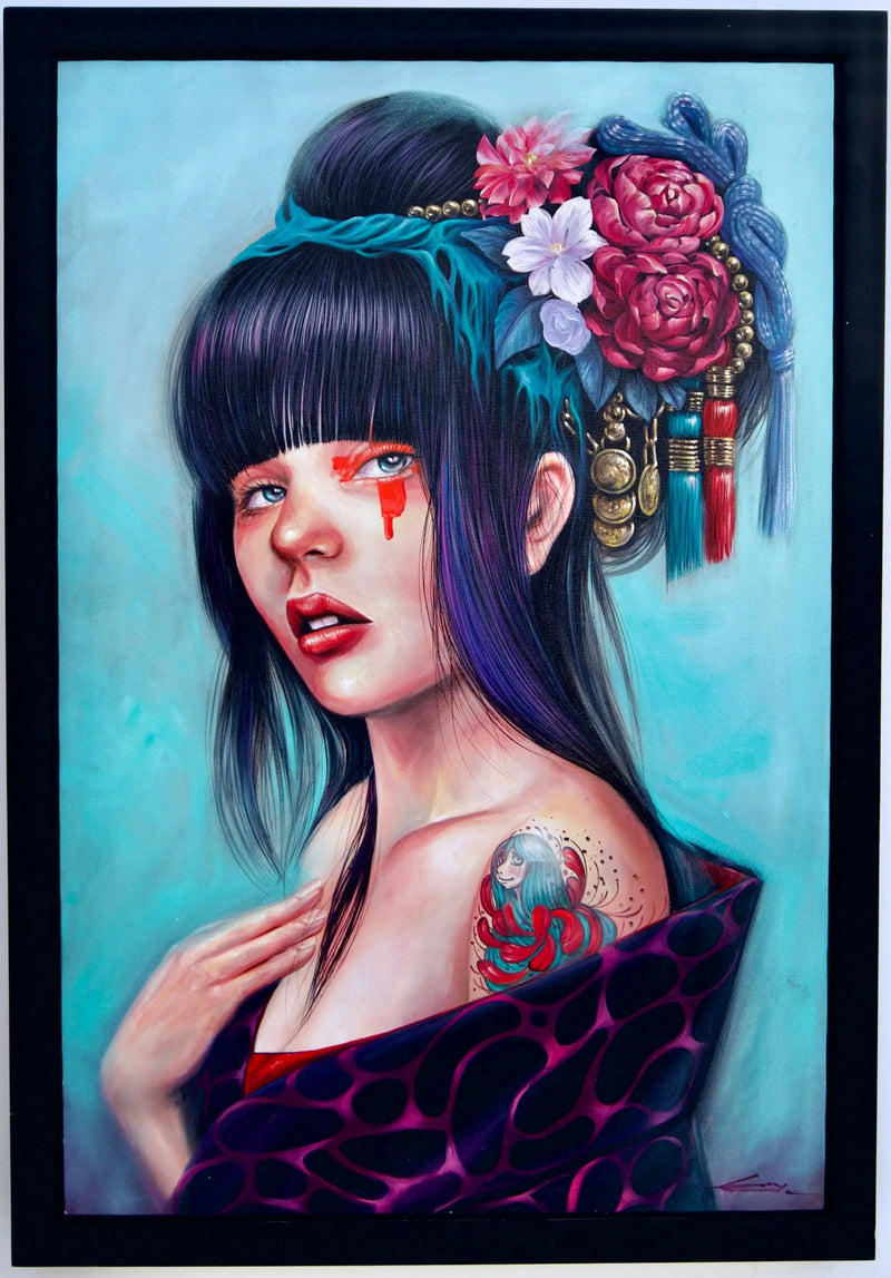 Kukkaiskampauksella varustettu tyttö | 60 x 90 cm