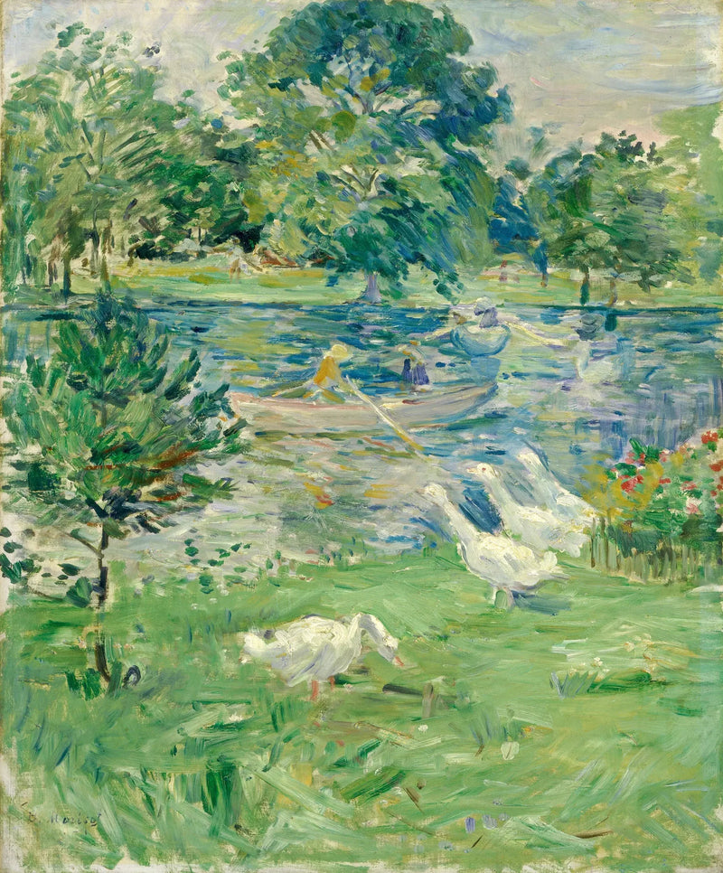 Tyttö veneessä hanhien kanssa - Berthe Morisot