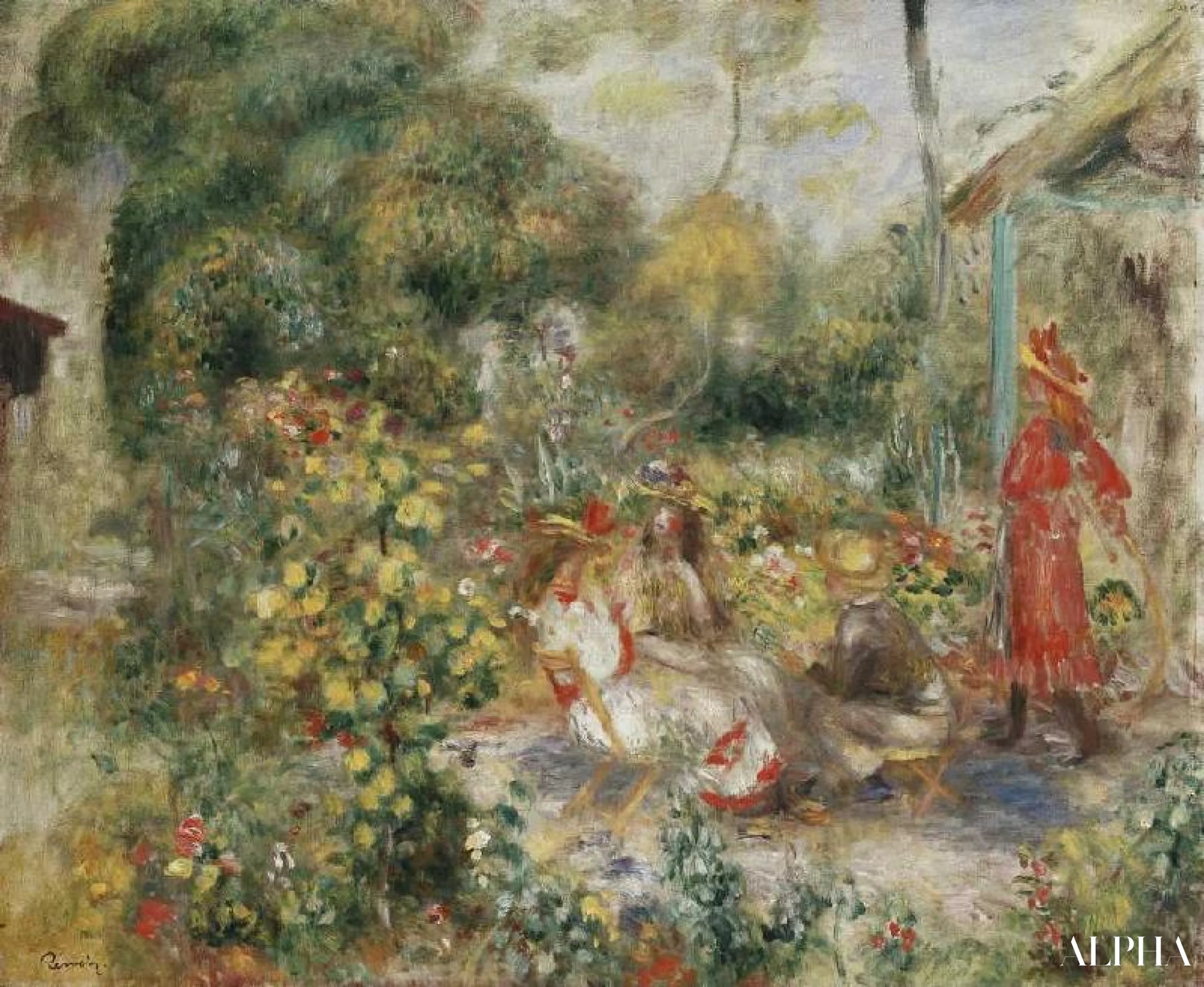 Tyttö puutarhassa Montmartressa - Pierre-Auguste Renoir - Korkealaatuiset taulujen ja maalauksien reproduktiot