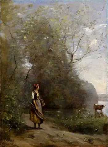 Tytär metsässä - Jean-Baptiste Camille Corot