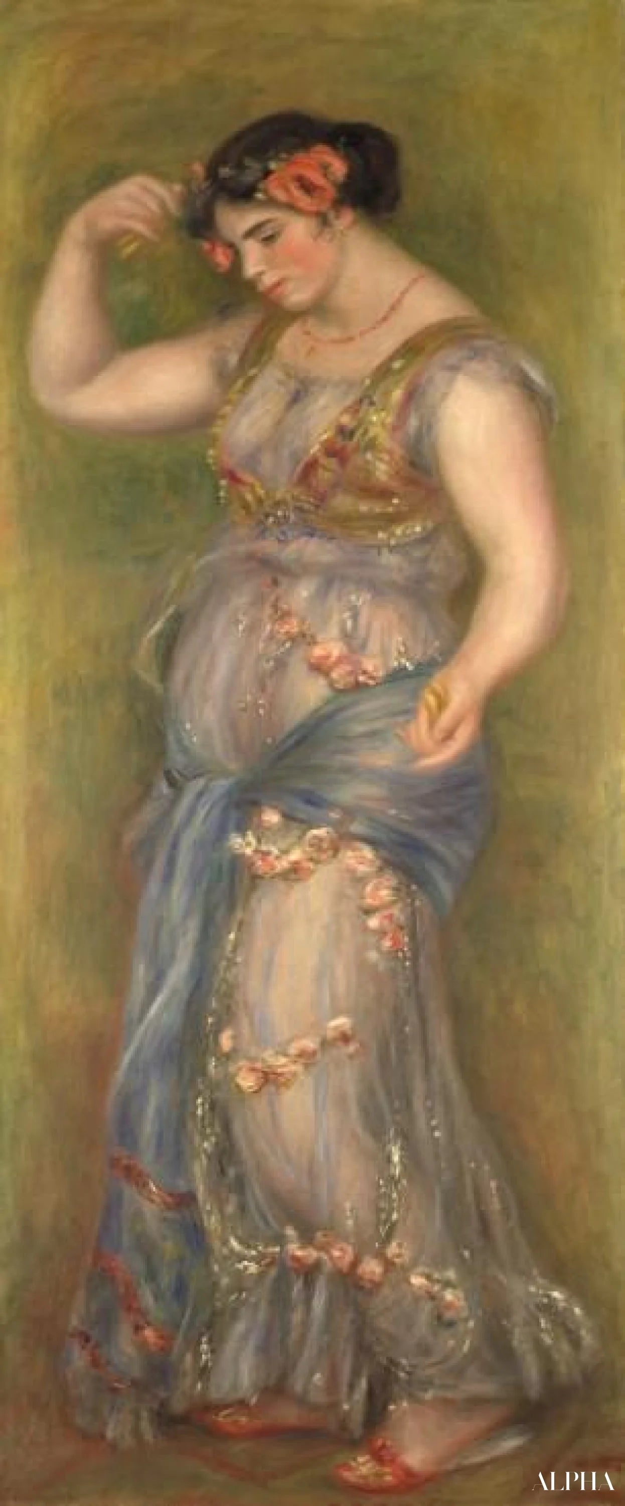 Tyttö tanssimassa kastanjetit kädessä - Pierre-Auguste Renoir - Taulujen ja korkealaatuisten maalauksien reproduktiot