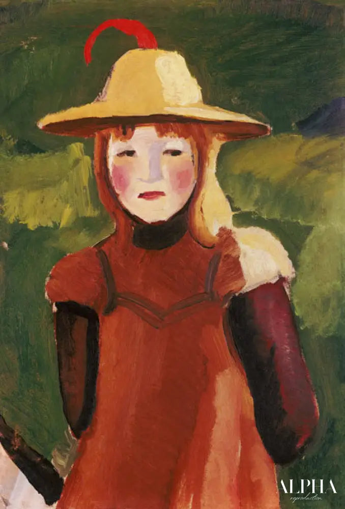 Fille de paysan avec le chapeau de paille - August Macke - Reproductions de tableaux et peintures haut de gamme