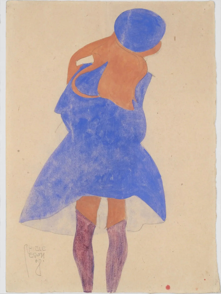 Seisova tyttö, selkäpuolelta - Egon Schiele