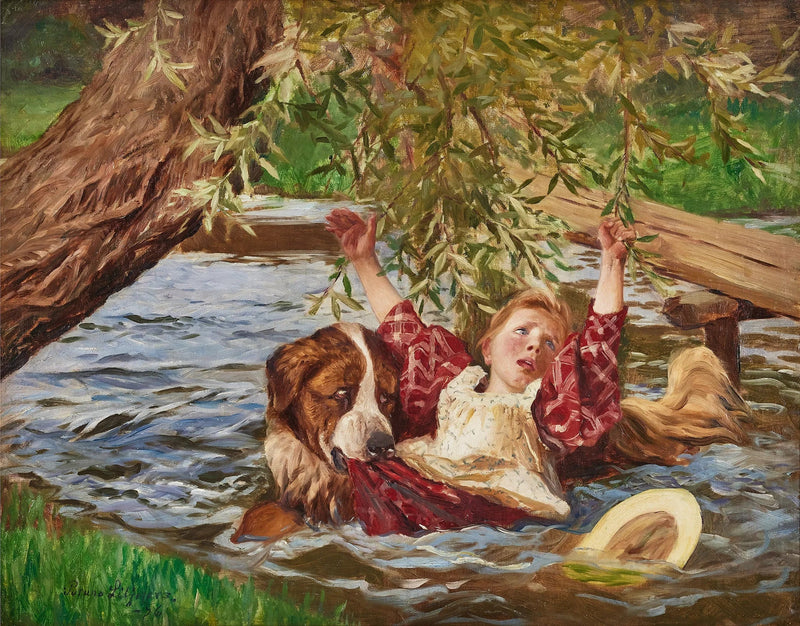 Tyttö ja bernhardhilainen - Bruno Liljefors