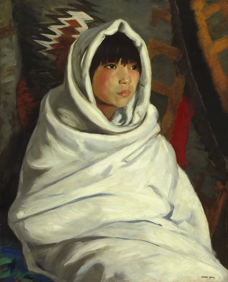 Intiaani tyttö valkoisessa peitossa - Robert Henri