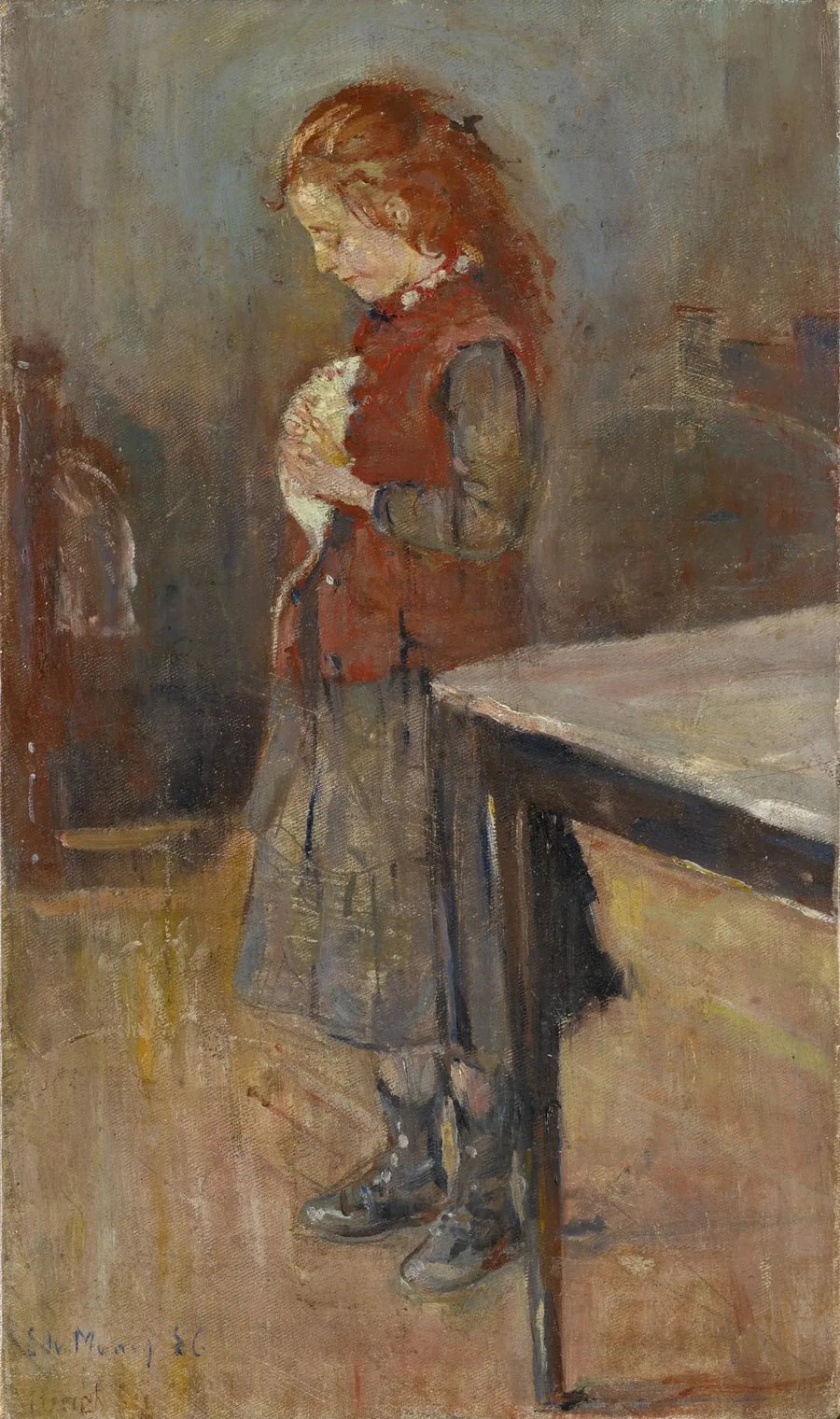 Punahiuksinen tyttö valkoisen rotan kanssa - Edvard Munch