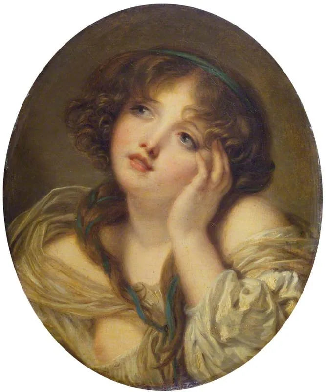 Tyttö nojaa käteensä - Jean-Baptiste Greuze