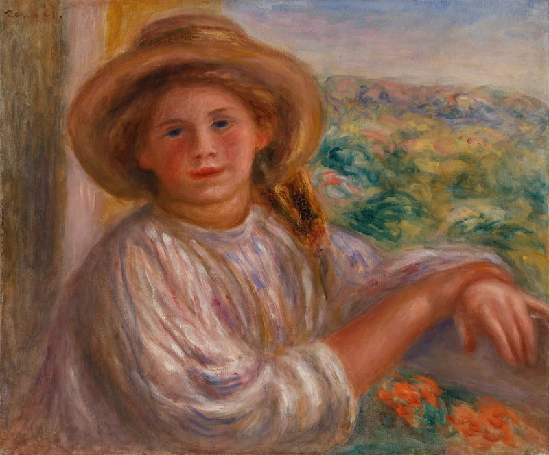 Tyttö parvekkeella, Cagnes (Nuori nainen parvekkeella, Cagnes) - Pierre-Auguste Renoir
