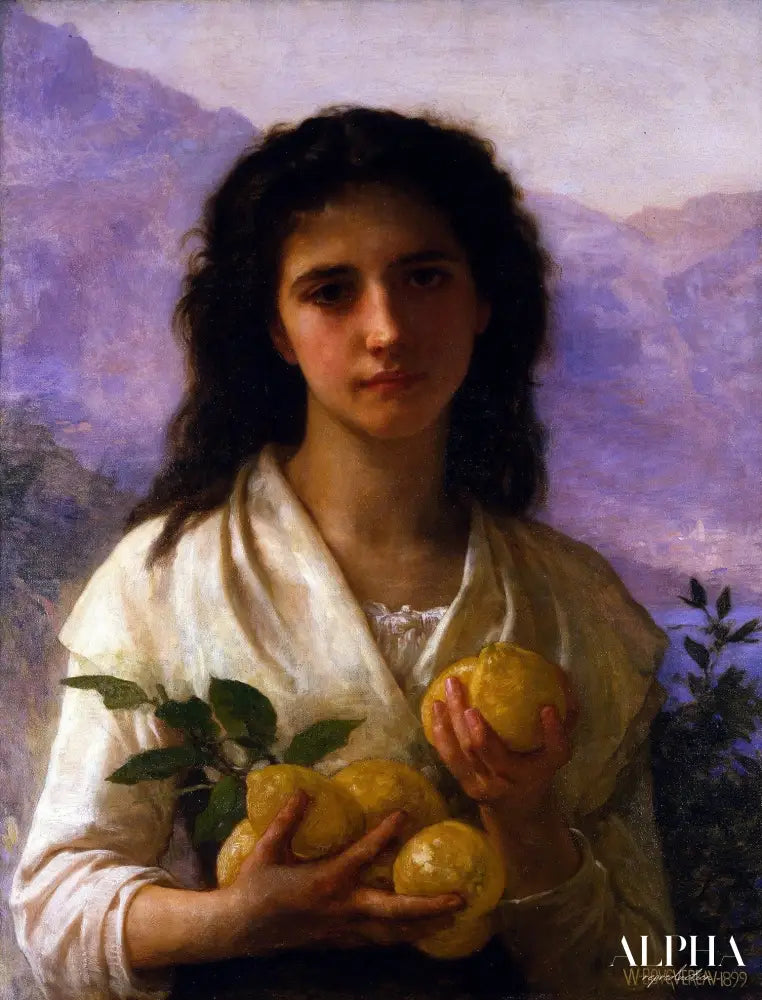 Fille tenant des citrons - William Bouguereau - Reproductions de tableaux et peintures haut de gamme