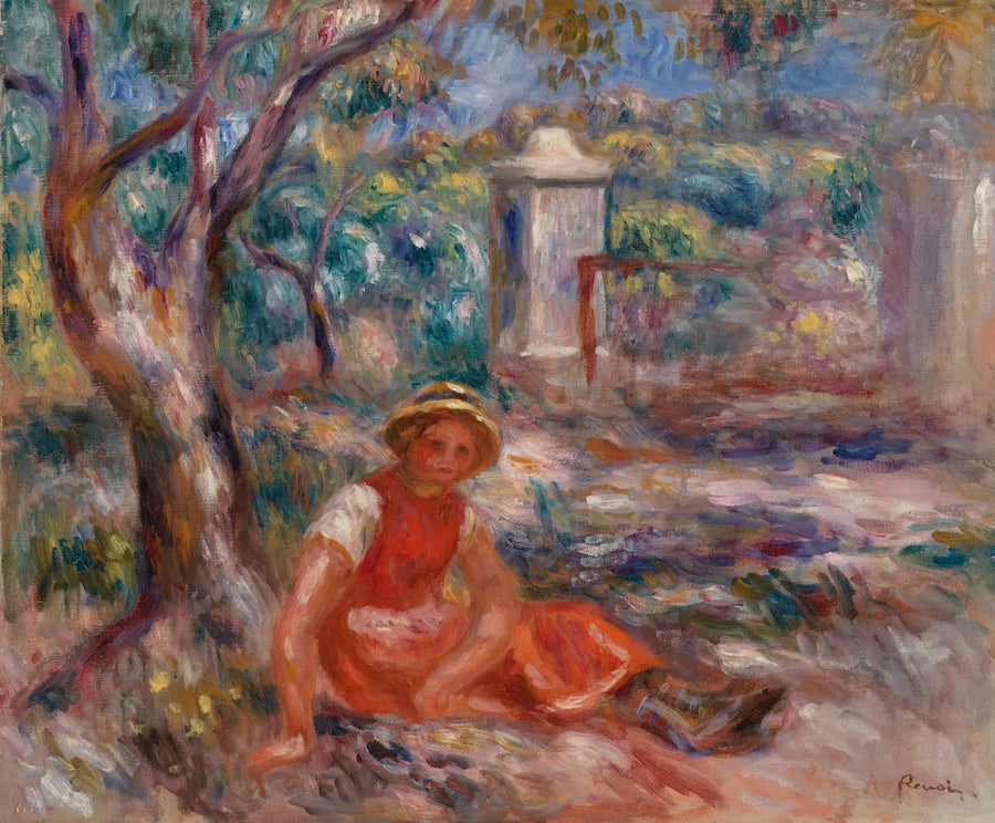 Tyttö puun juurella (Tyttö puun juurella) - Pierre-Auguste Renoir