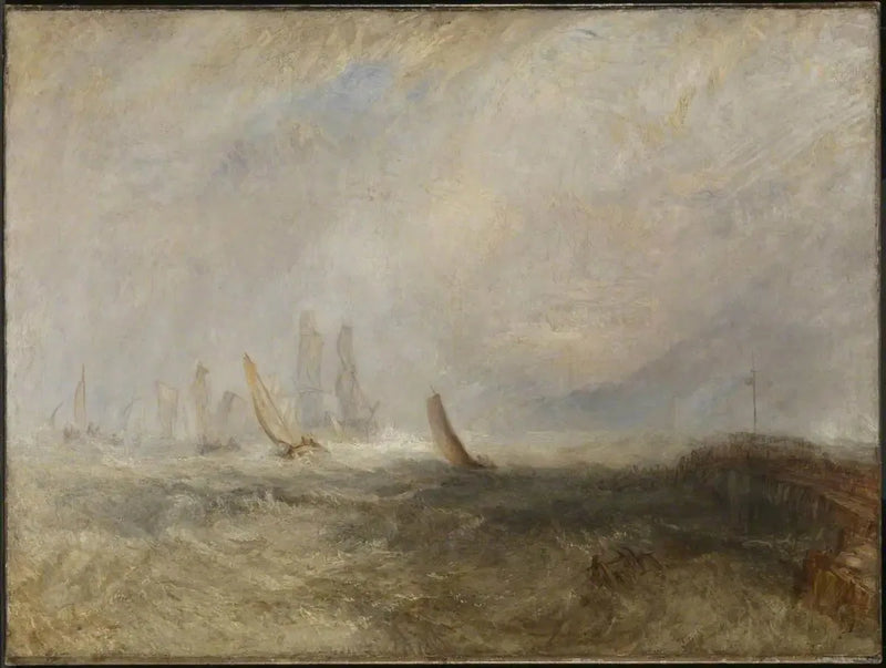 Kalastusveneet tuomassa vammautunutta alusta satamaan Ruysdael - J. M. W. Turner