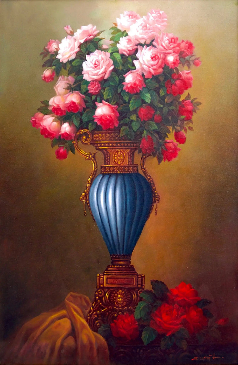 Kukkia antiikissa maljakossa | 60 x 90 cm