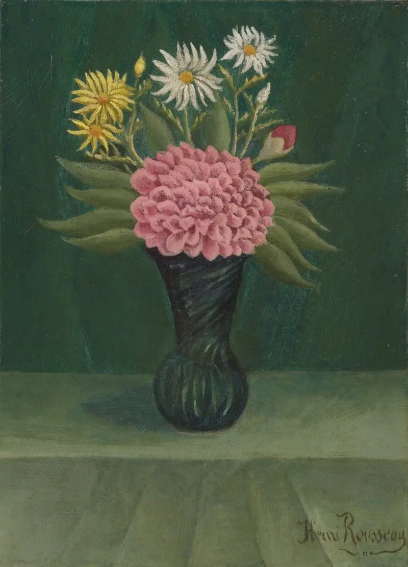 Kukat ja daaliat maljakossa - Henri Rousseau