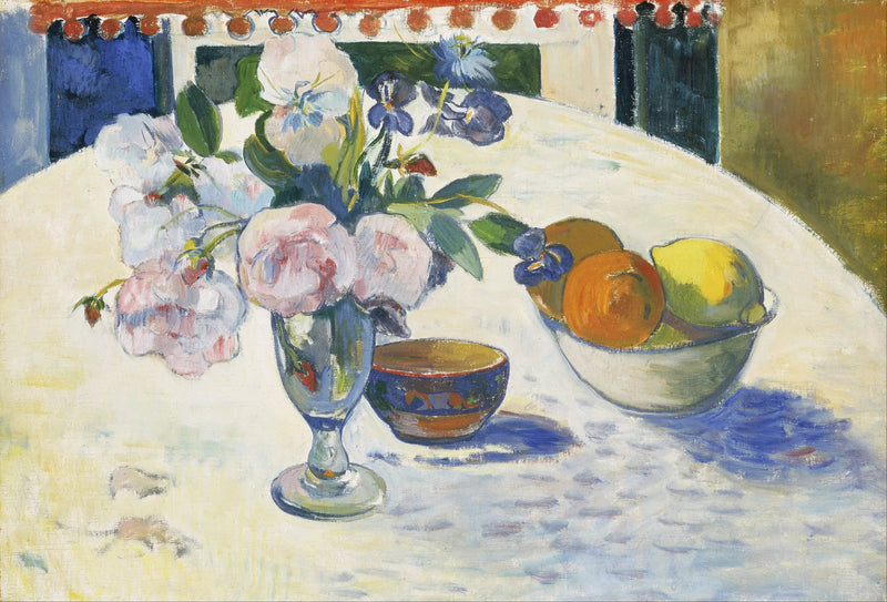 Kukkia. Sininen iiris, appelsiinit ja sitruuna - Paul Gauguin