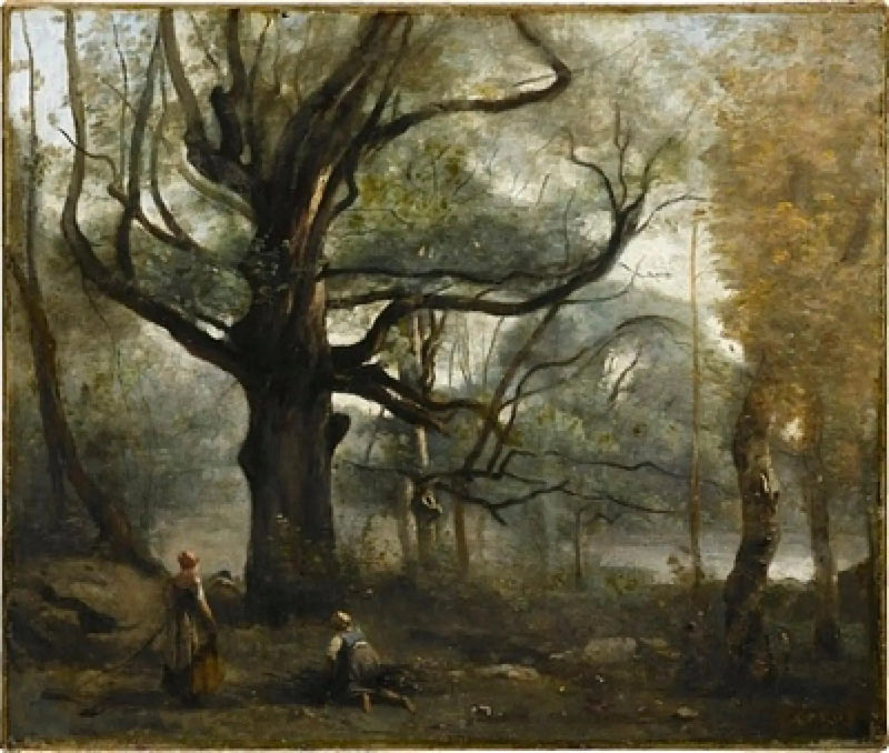 Fontainebleau. Polttopuut pienen suuren tammen juurella - Jean-Baptiste Camille Corot
