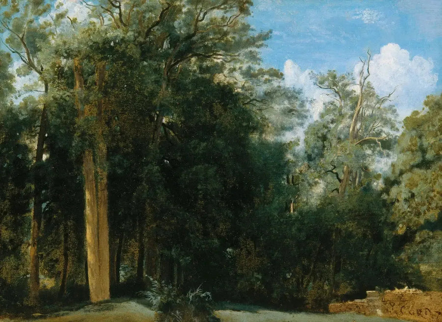 Fontainebleau. Metsänreuna pienen muurin kanssa - Jean-Baptiste Camille Corot