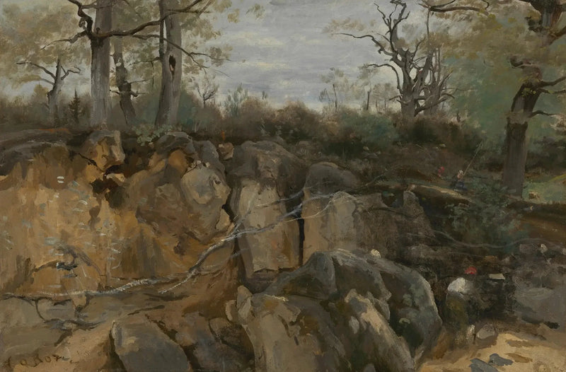 Fontainebleaun metsä, hylätty hiekkakivikaivos - Jean-Baptiste Camille Corot