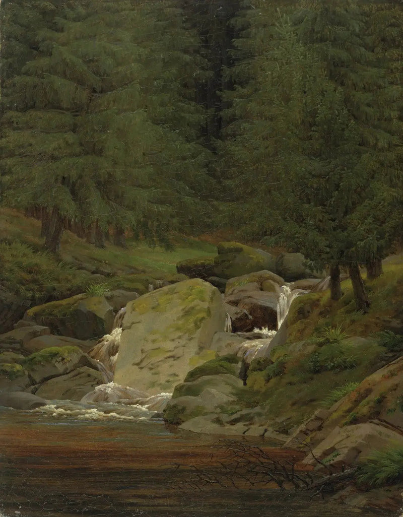 kuusimetsä vesiputouksella - Caspar David Friedrich