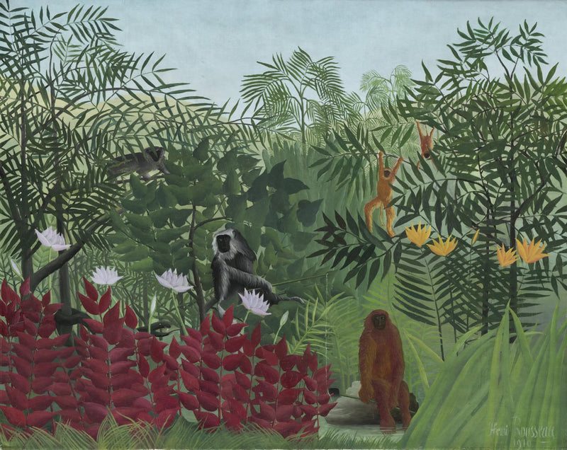 Trooppinen sademetsä apinoiden kanssa - Henri Rousseau