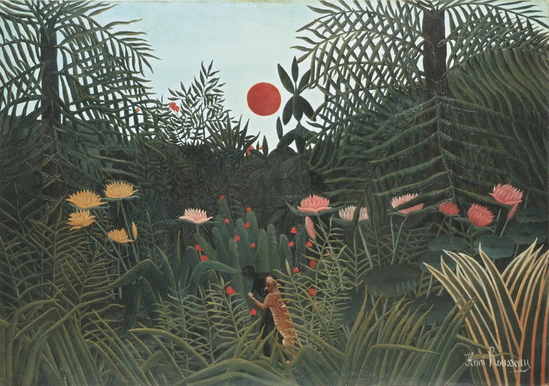 Aavikkoinen metsä auringonlaskussa - Henri Rousseau