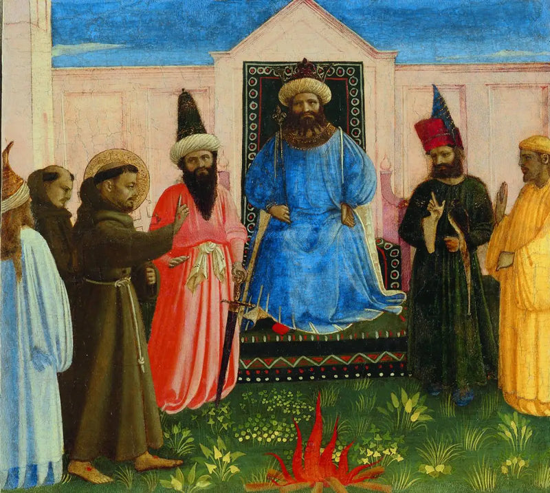 Franciscus Assisilainen sulttaani Al-Kamil Muhammad al-Malikin edessä - Fra Angelico