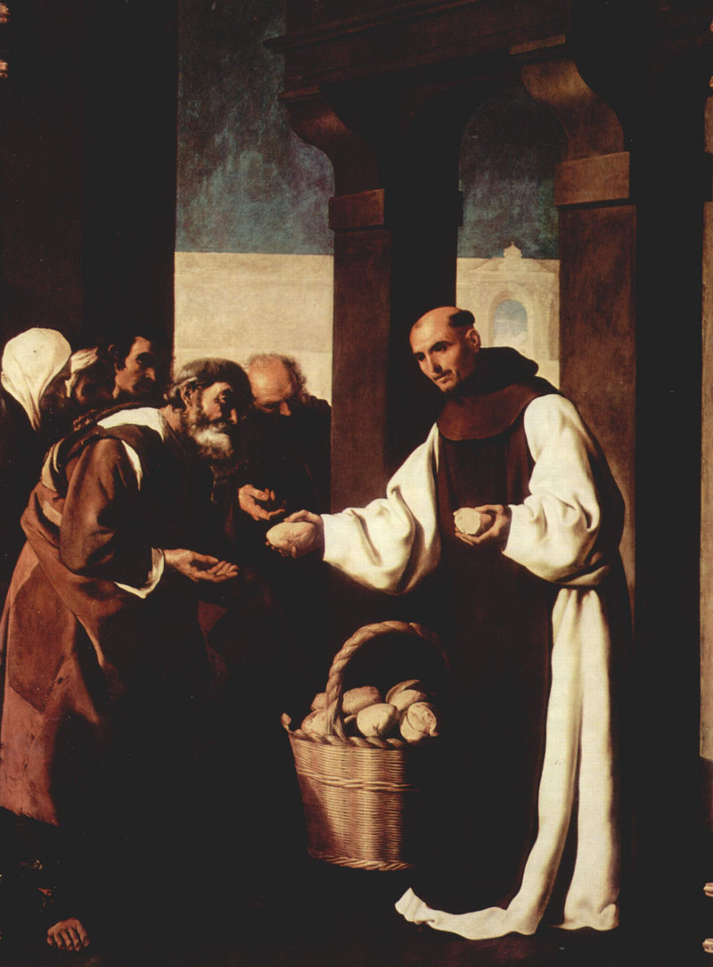 Frère Martín de Vizcaya tekemässä almuja - Francisco de Zurbarán