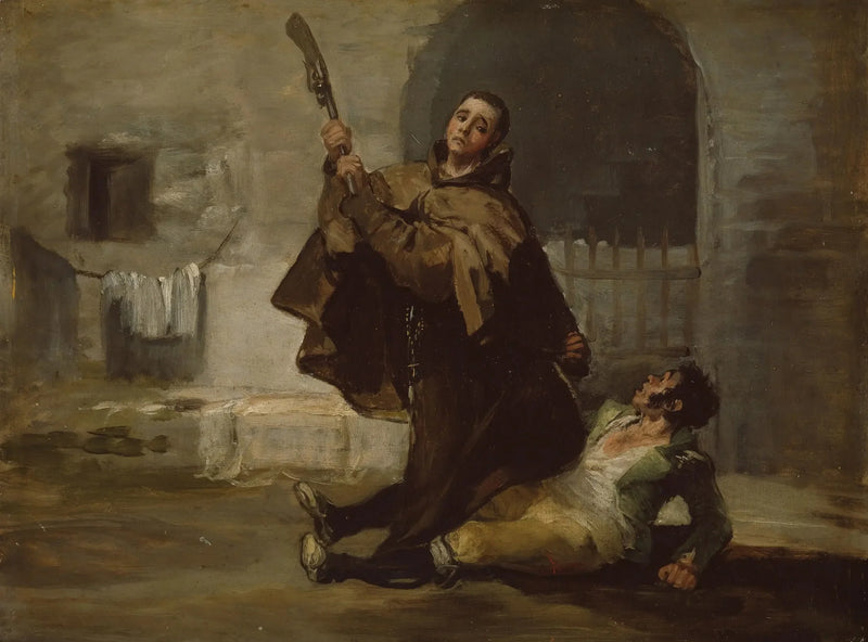 Veljeni Pedro lyö El Maragatoa kiväärin perällä - Francisco de Goya
