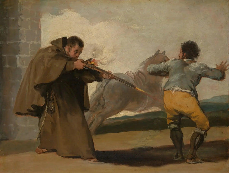 Veljeni Pedro ampuu El Maragatoa, kun hänen hevosensa pakenee - Francisco de Goya