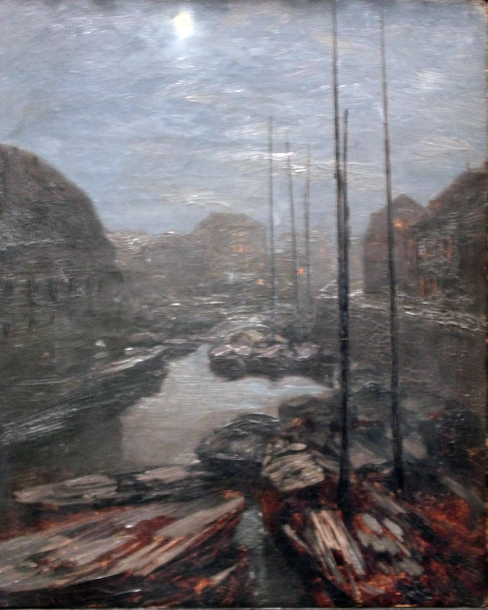 Friedrichsgracht au clair de lune - Adolph von Menzel image 1 reproduction artisanale de tableau