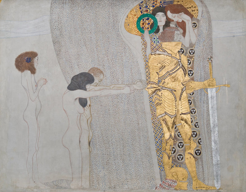 Beethovenin frisi (levy 3, vasen seinä): Onnen halu - Gustav Klimt