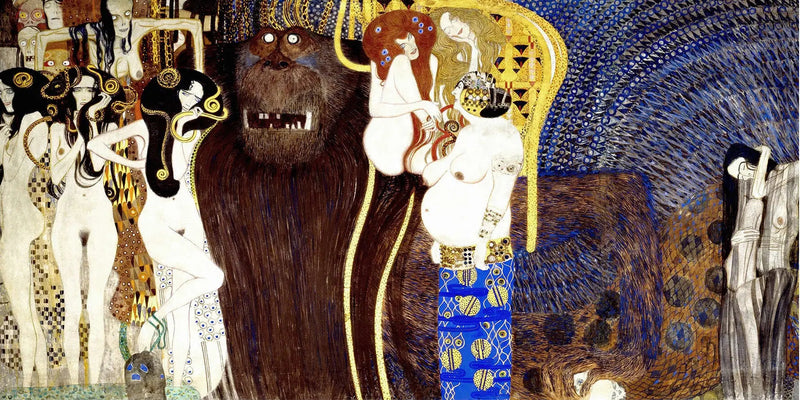 Beethovenin frisi (levy 5, keskimäinen seinä): Vihamieliset voimat - Gustav Klimt