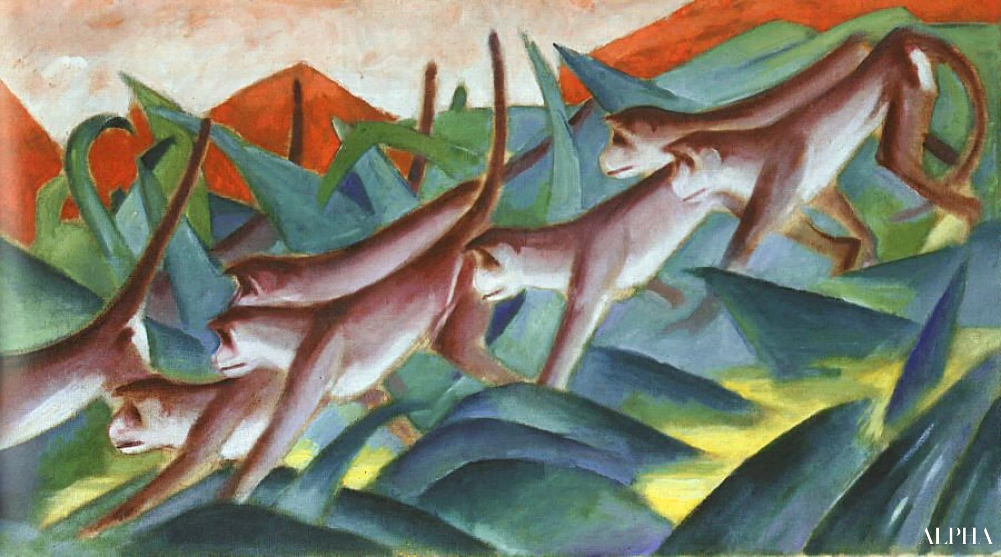 Apinoiden hiukset - Franz Marc - Korkealaatuiset taulujen ja maalauksien reproduktiot