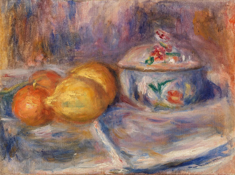 Hedelmät ja makeiskulho - Pierre-Auguste Renoir
