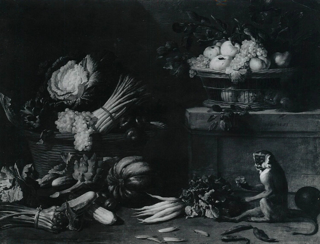 Fruits et légumes avec un singe - Pieter van Boucle