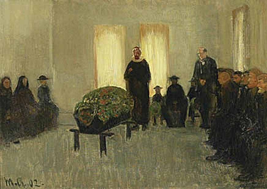 Funérailles d'un pêcheur de Skagen. - Michael Peter Ancher image 1 tableau peint à l’huile sur toile