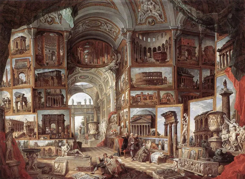 Antiikin Rooman näkymä galleria - Giovanni Paolo Panini