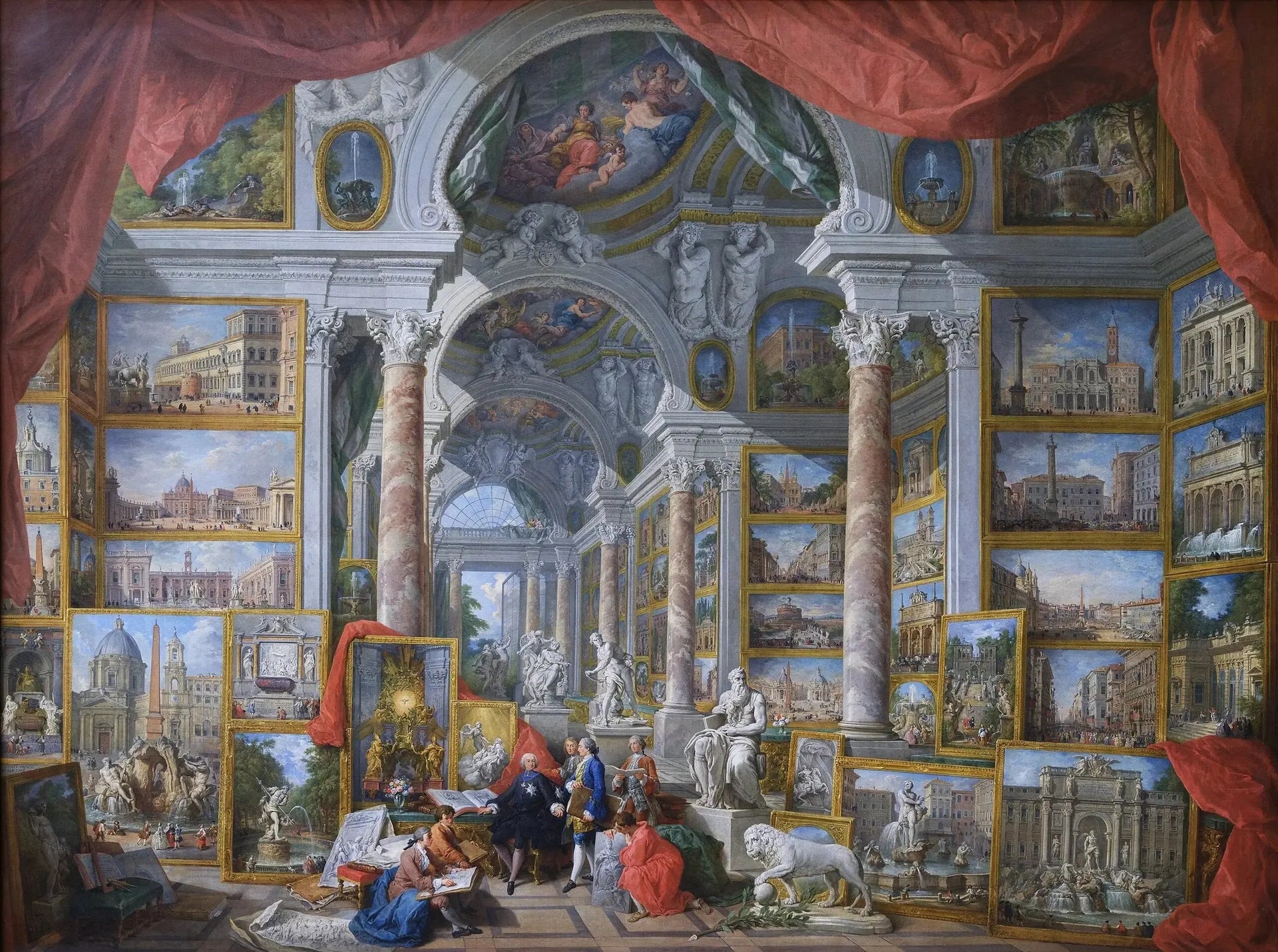 Galerie de vues de la Rome moderne - Giovanni Paolo Panini image 1 reproduction artisanale de tableau