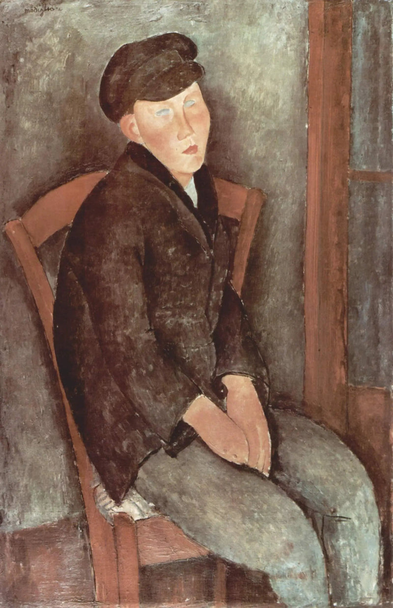 Poika istuu lippis päässään - Amedeo Modigliani