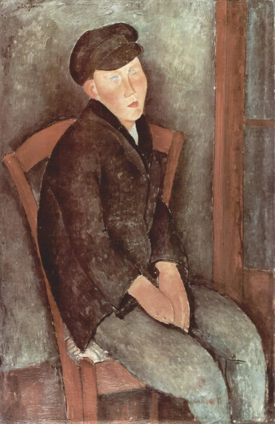 Poika istuu lippis päässään - Amedeo Modigliani