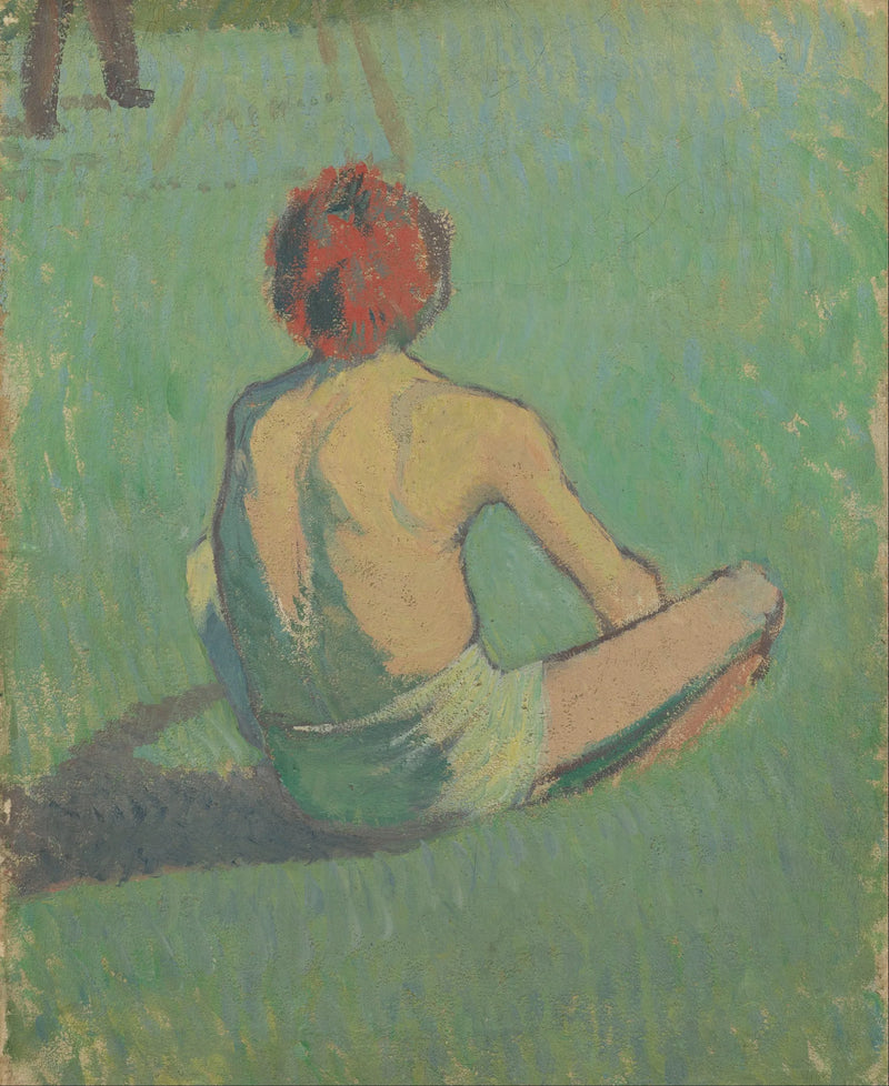 Poika istuu nurmikolla - Émile Bernard