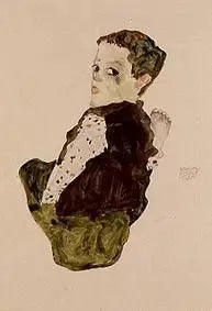 Istuva poika (Sitzender Knabe) - Egon Schiele