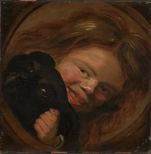 Hymyilevä poika koiran kanssa - Frans Hals