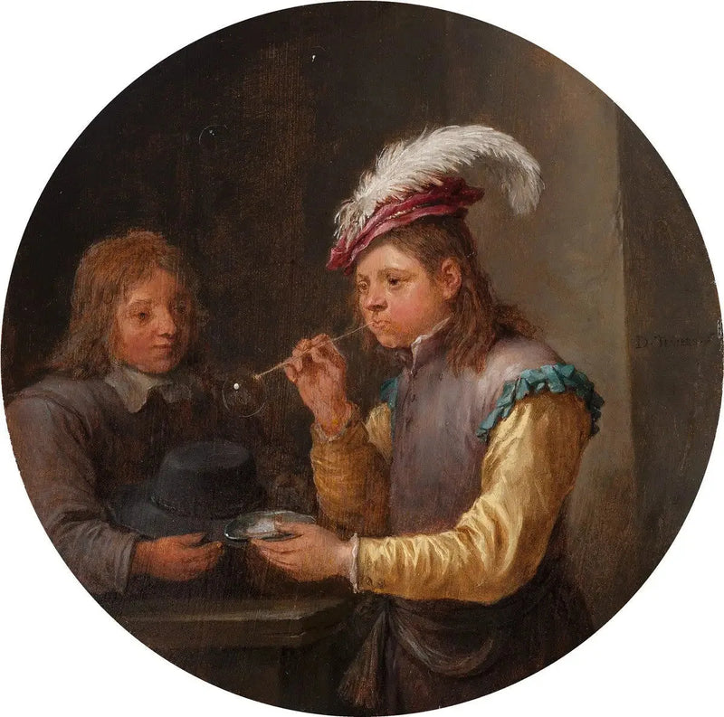 Pojan puhaltaen kuplia - David Teniers nuorempi