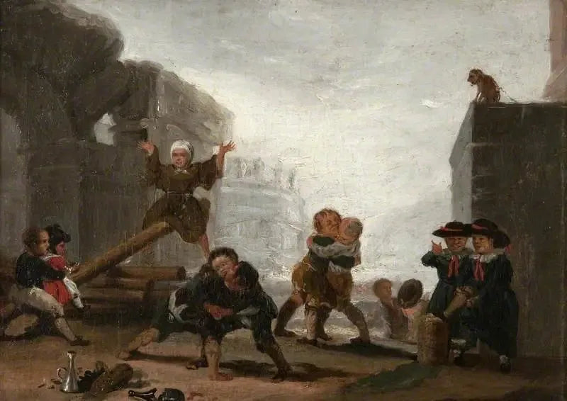 Poikia leikkimässä keinussa - Francisco de Goya